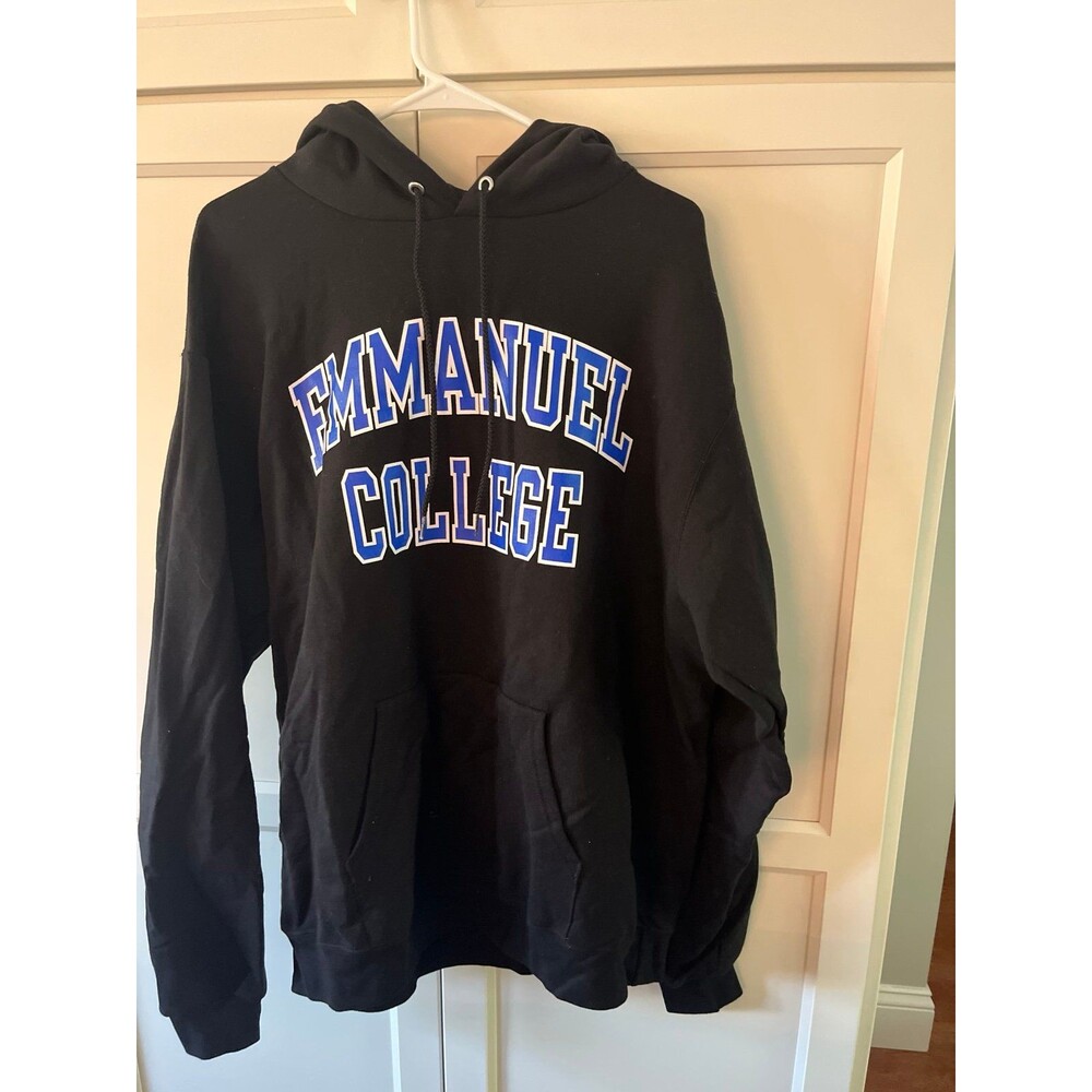 Emmanuel College XL Champion Black Sweatshirt Hoodie